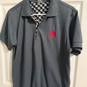 Men's Gray Polo Shirt with Red Elephant Logo Crimson Tide